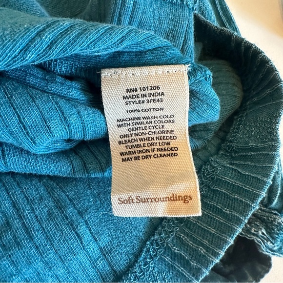 Soft  Surroundings ‘Swept Away’ Embroidered Tunic Top Size PL Teal 3/4 Sleeves - Picture 8 of 12
